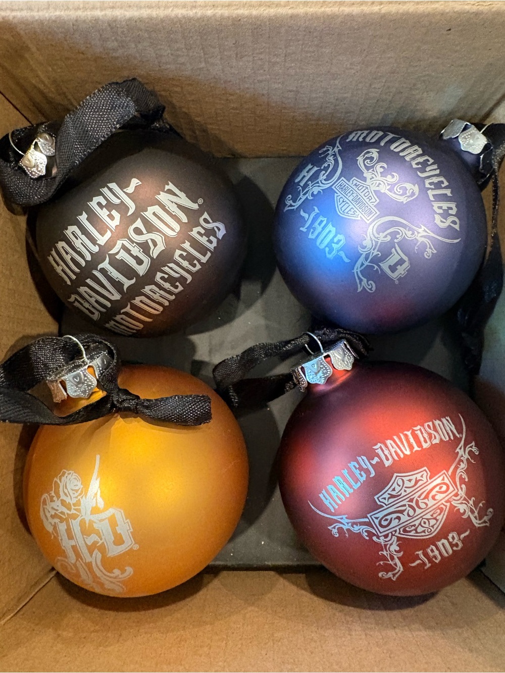 Set of 4 authentic Harley-Davidson Christmas Ornaments